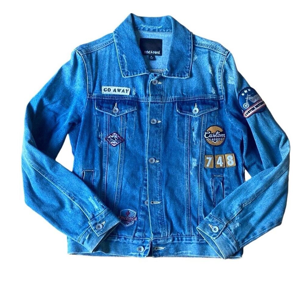 Rebel & Soul Long Sleeve Button Jean Jacket Women Medium Y2K Blue denim
